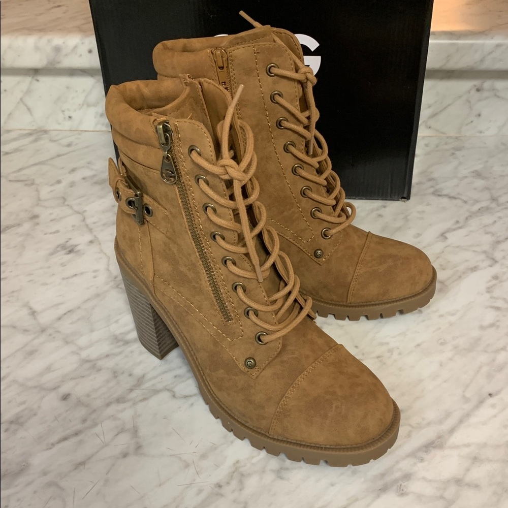 G by Guess Tan Lace-Up high heel Boots W Side Zip Size 8.5 NEW with Box Jaydyn2 - Picture 7 of 10